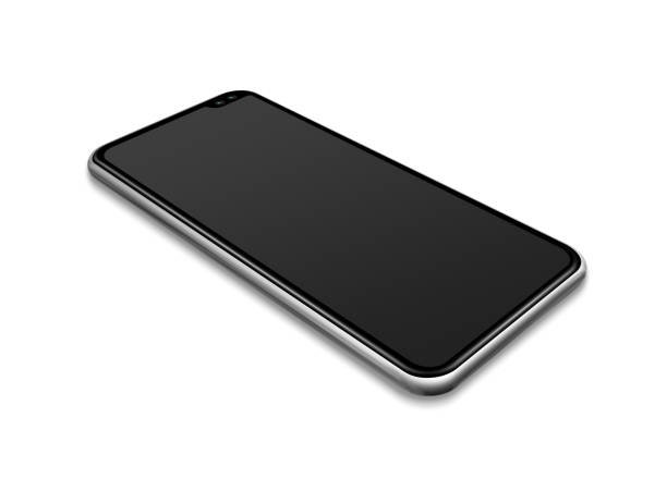 istock All-screen black smartphone mockup isolated on white. 3D render 1202242681