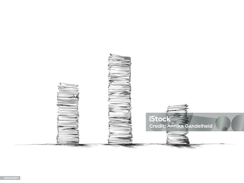 Three Stacks Paper Three Stacks Of Paper With Different Heights Stock Illustration ...