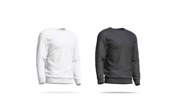 istock Blank black and white sweatshirt mockup, right side view 1202243169