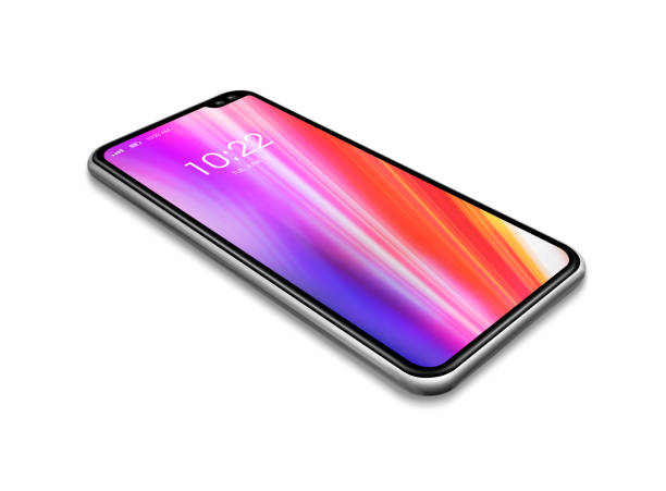 istock All-screen colorful smartphone mockup isolated on white. 3D render 1202244059