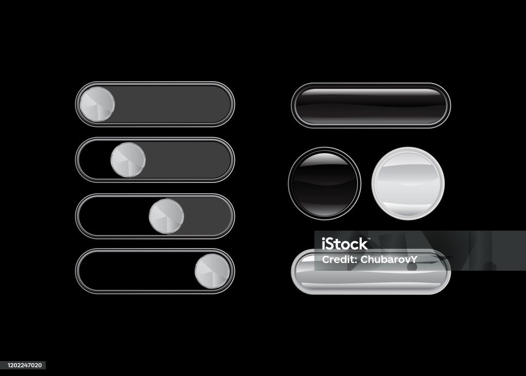 Black Interface Buttons Scrolls And Sliders Stock Illustration ...