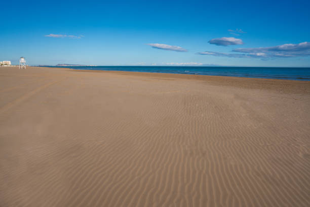 istock Gandia Grao beach with baywatch tower in Valencia 1202249158