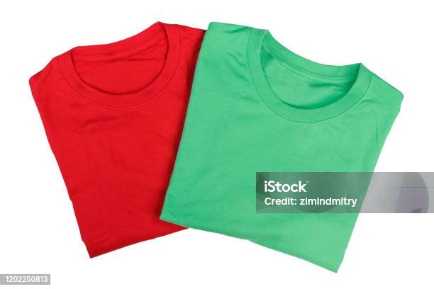 Folded Tshirts Stock Photo - Download Image Now - Folded, T-Shirt, Two Objects