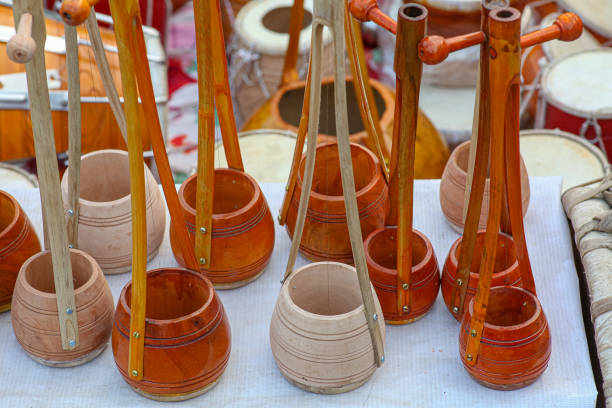 istock Traditional single string musical instrument used for folk music on display 1202252383