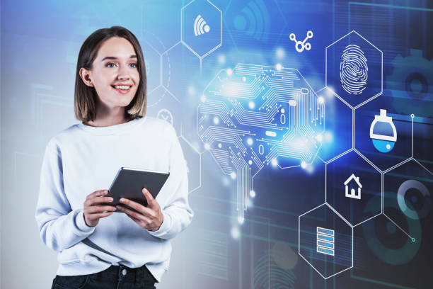 istock Casual young woman with tablet, AI 1202256416
