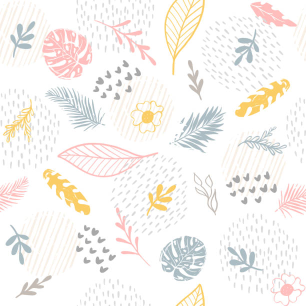 Seamless exotic pattern with tropical plants and gold glitter elements. Vector vector art illustration