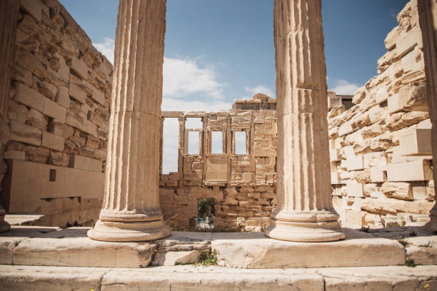 Inside of the Erechtheum temple in Athens Acropolis. Greece.