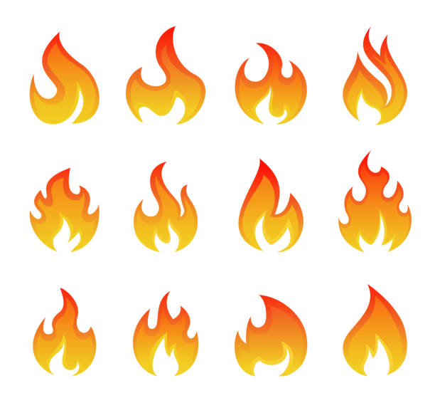 ilustrações de stock, clip art, desenhos animados e ícones de creative abstract fire logos - flaming torch flame fire symbol