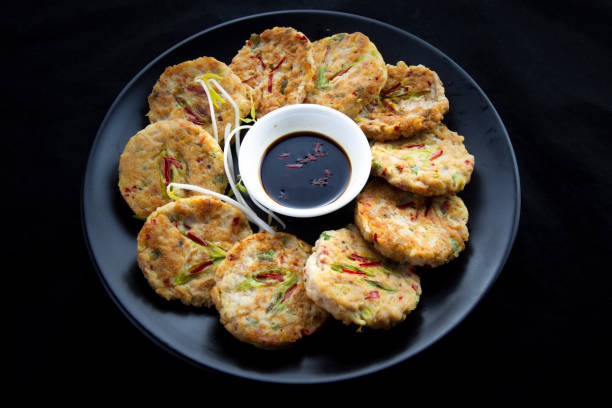 Bindaetteok, mung-bean pancake Mung-bean pancake which is called Bindaetteok red mung bean stock pictures, royalty-free photos & images