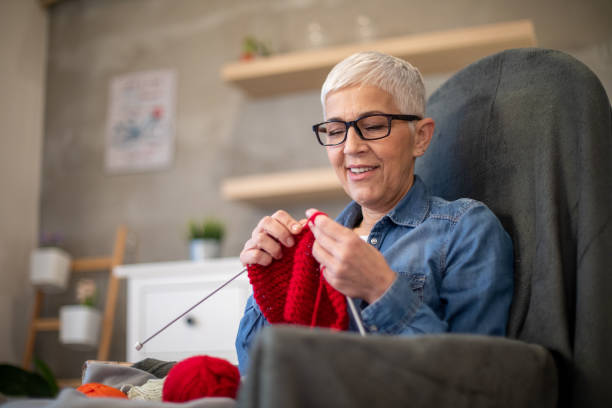 istock Making a warm scarf for the winter 1202271453