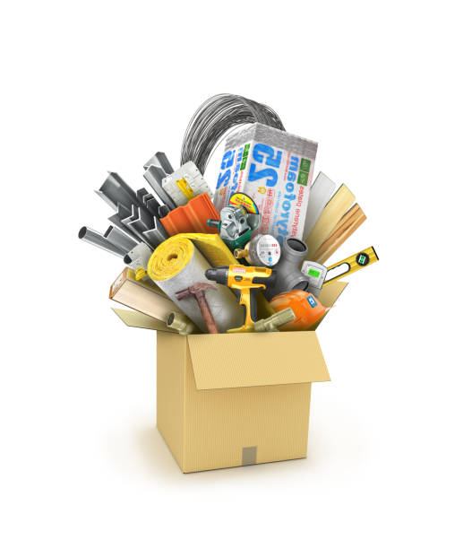 istock building materials and constraction tool in the cardboard box isolated, 3d illustration 1202271763