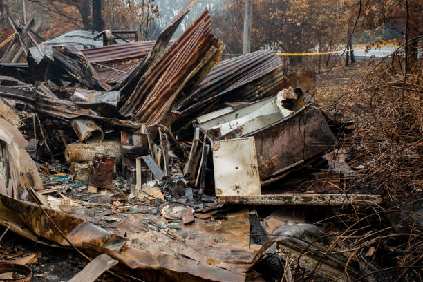 istock Australian bushfire aftermath: Burnt building ruins and rubble at Blue Mountains, Australia 1202272890