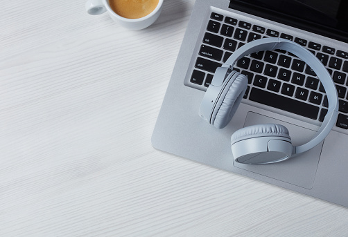 Wireless headphones on desk