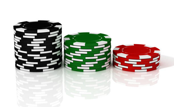 la pila del chip del casinò. illustrazione 3d - token gambling chip stack red foto e immagini stock