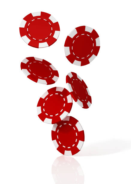 istock Falling  red casino chips. 3D Illustration 1202275195