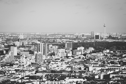 Aerial view of Berlin, Germany from the radio transmission tower in Charlottenburg