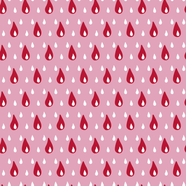 ilustrações, clipart, desenhos animados e ícones de sangue vermelho cai em fundo texturizado rosa. padrão vetorial perfeito para tecido médico e menstrual, fundo, papel de parede, panfleto, pôster ou outros projetos. - decoration seamless drop occupation