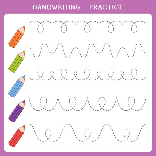 лист практики почерка - practicing stock illustrations
