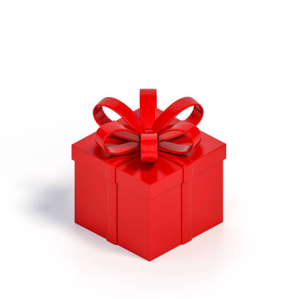 istock Red gift box isolated on white background 3d rendering, 3d illustration minimal style concept. 1202281866