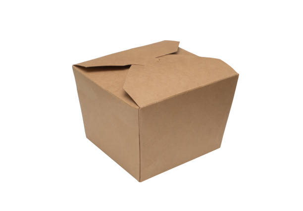 Gift box, cardboard box for containing goods or foods, isolated on white background