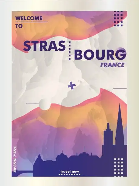 Vector illustration of France Strasbourg skyline city gradient vector poster