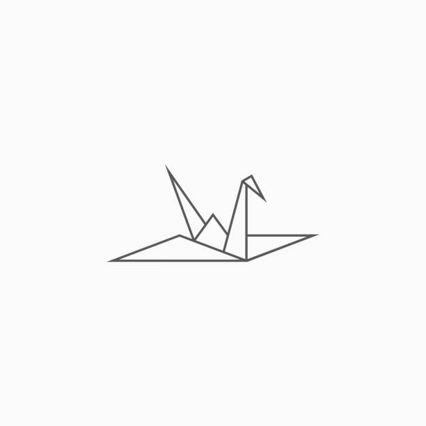 ilustrações de stock, clip art, desenhos animados e ícones de origami paper bird icon - origami crane