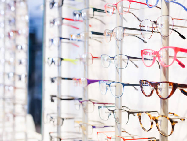 istock Glasses showcase in modern optic shop 1202290262