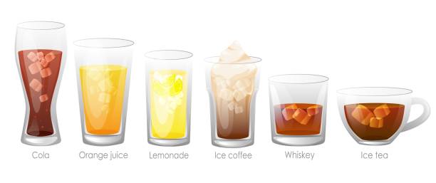さわやかなおいしい飲み物と氷のセット。 - カフェラテ　アイス点のイラスト素材／クリップアート素材／マンガ素材／アイコン素材
