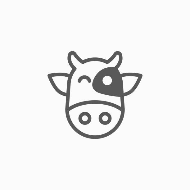 ilustraciones, imágenes clip art, dibujos animados e iconos de stock de icono de vaca, vector de buey - cartoon cow cute vector