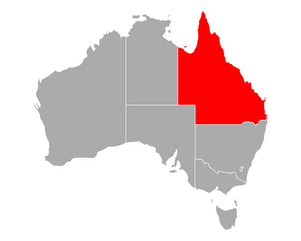 澳大利亞昆士蘭州地圖 - 昆士蘭州 插圖 幅插畫檔、美工圖案、卡通及圖標