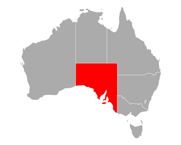 澳大利亞南澳大利亞地圖 - 澳洲南部 插圖 幅插畫檔、美工圖案、卡通及圖標