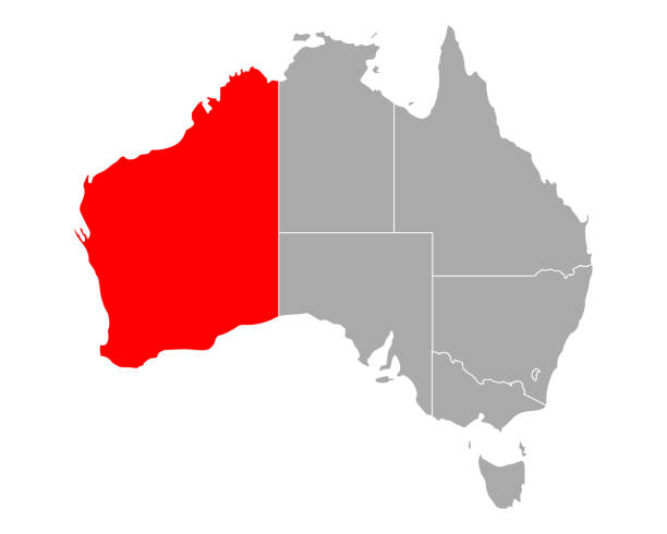 澳大利亞西澳大利亞地圖 - 澳洲西部 插圖 幅插畫檔、美工圖案、卡通及圖標
