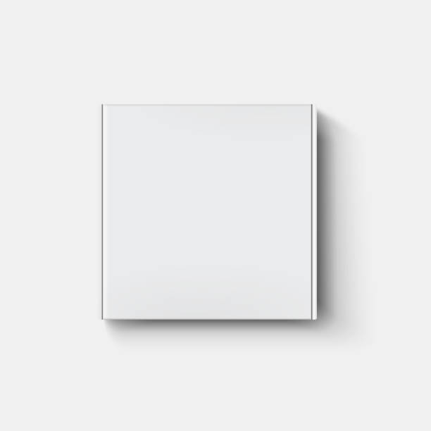 白いペーパーのカートボードボックスは、透明な背景に影を付けてトップビューでモックアップ。 - 段ボール点のイラスト素材／クリップアート素材／マンガ素材／アイコン素材