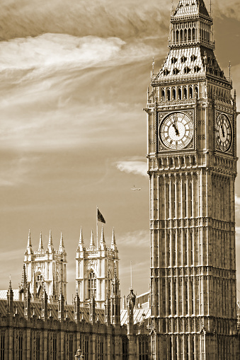 The Big Ben, the House of Parliament and the Westminster Bridge, London, UK