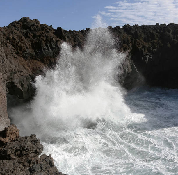 istock Big waves splashing on the coast 1202295317
