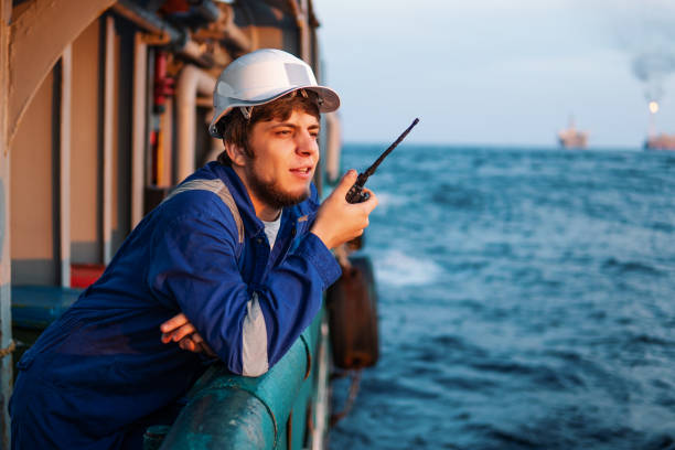istock Marine Deck Officer or Chief mate on deck of offshore vessel 1202297873