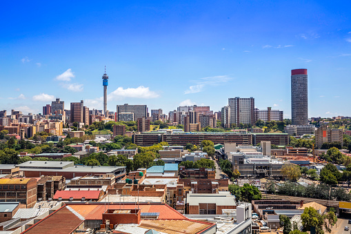 Johannesburg cityscape with Communication Tower and Ponte apartments, Johannesburg is also known as Jozi, Jo'burg or eGoli, is the largest city in South Africa. It is the provincial capital of Gauteng, the wealthiest province in South Africa, having the largest economy of any metropolitan region in Sub-Saharan Africa.