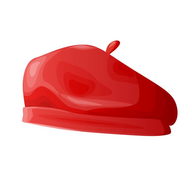französisch rote baskenmütze auf weißem hintergrund. - malerhut stock-grafiken, -clipart, -cartoons und -symbole