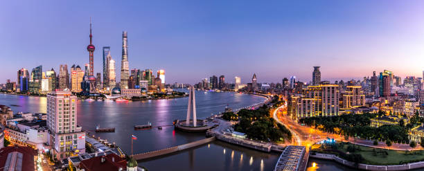 istock Shanghai Skyline at sunset 1202299832