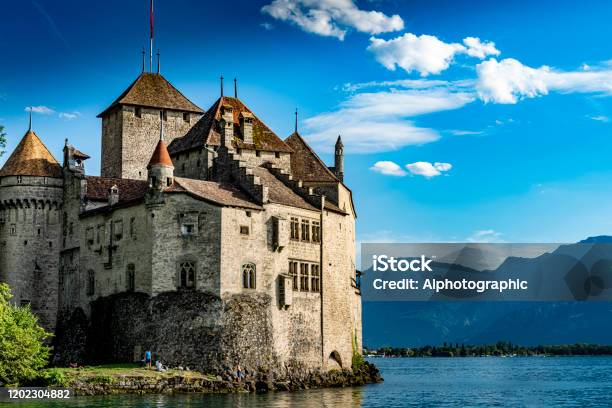 Chateau De Chillon On Lake Geneva Switzerland Stock Photo - Download Image Now - 2019, Adult, Adults Only