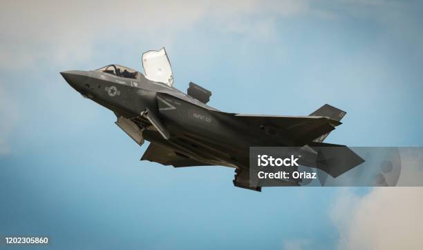 The F35b Lightning Ii In Full Hover Stock Photo - Download Image Now - F-35 Fighter, UK, Lightning
