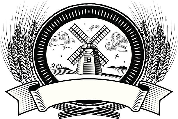 ilustrações, clipart, desenhos animados e ícones de cereal harvest moda preto e branco - farm vegetable black landscape