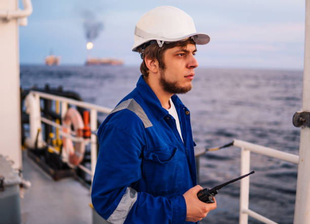 istock Marine Deck Officer or Chief mate on deck of offshore vessel 1202307549