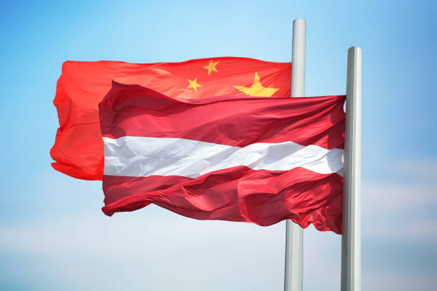 istock Flags of Latvia and China 1202308803