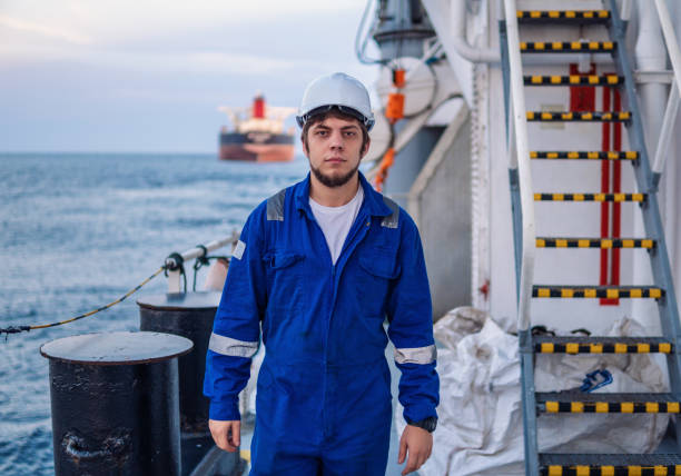 istock Marine Deck Officer or Chief mate on deck of offshore vessel 1202308976