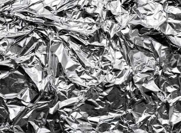 istock Background texture of shiny aluminum foil 1202309910