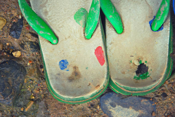 Absent slippers sandals break into holes