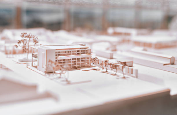 The detail is mind blowing Closeup shot of an architectural model in an empty office architectural model photos stock pictures, royalty-free photos & images