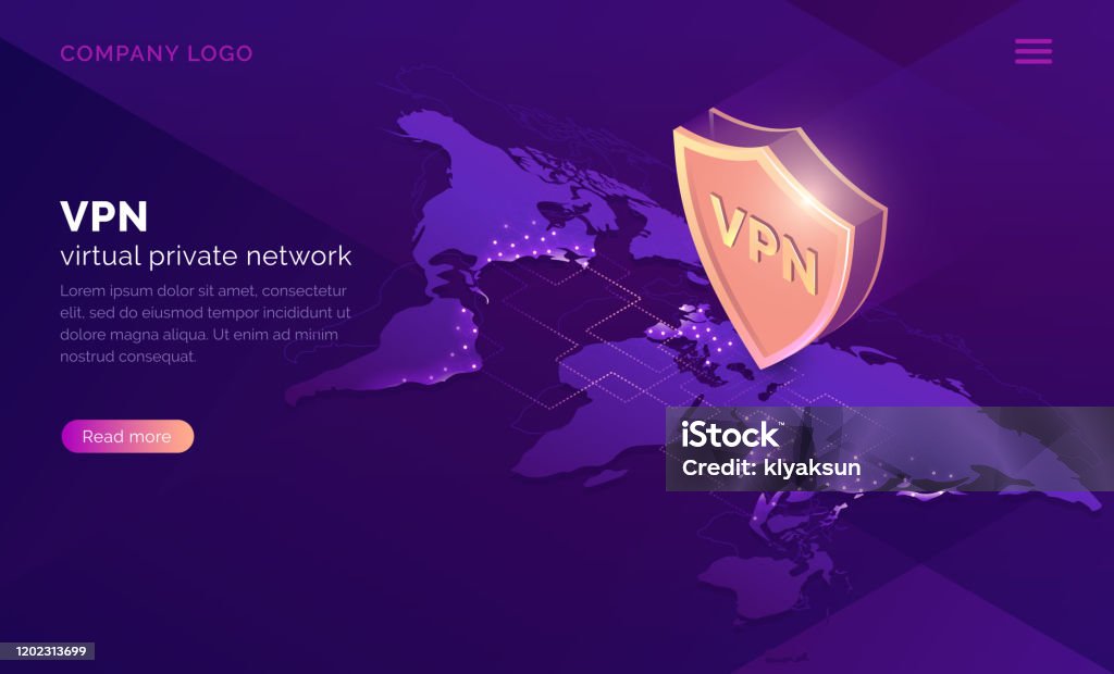 Vpn Portrait Vpn Virtual Private Network Isometric Landing Page Stock Illustration ...
