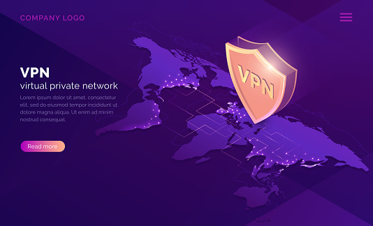 Vpn Portrait Vpn Virtual Private Network Isometric Landing Page Stock Illustration ...